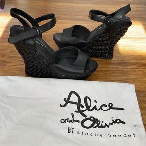 Alice + Olivia Black Espadrille Wedges size 36